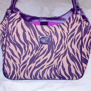 🆕Lovely “Liz Claiborne” Zebra Print, Brown & Khaki Canvas Tote Bag Purse, Office